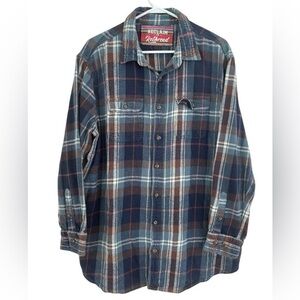 Reclaim & Rethread Plaid Button Down with Beatles on Back‎ Cotton Size Unknown